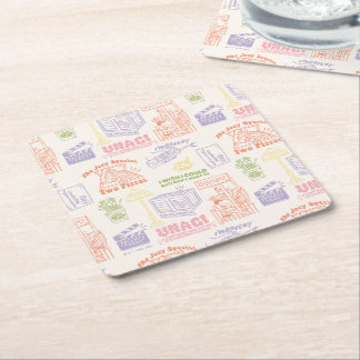 FRIENDS™ Farbiges Quotes-Muster Rechteckiger Pappuntersetzer