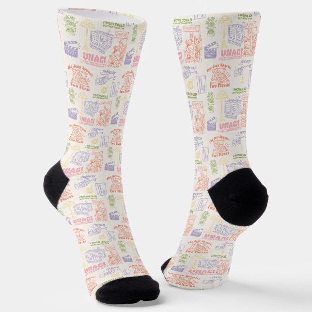 FRIENDS™ Farbiges Quotes-Muster Socken (Gewinkelt)