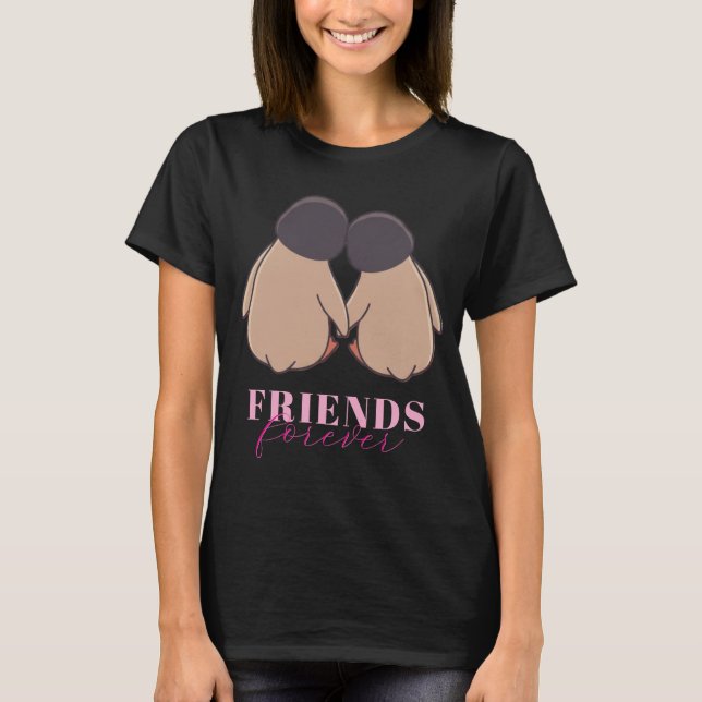 Friends Forever Penguin Womens T Shirt - Dark (Vorderseite)