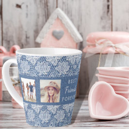 Friends Foto Collage Blue Denim Lace Milchtasse
