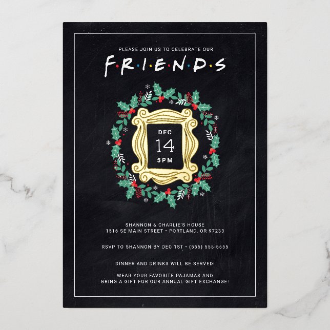 FRIENDS™ Friendsmas Holiday Party Folien Feiertagskarte (Vorderseite)