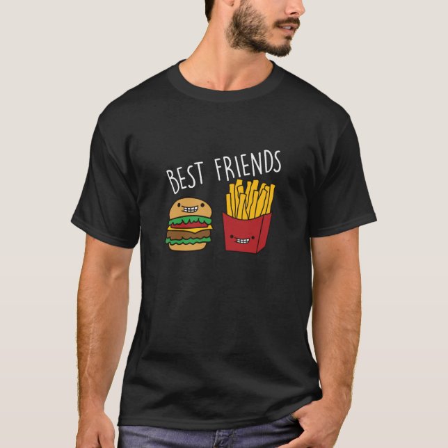 Friends Fries Cheeseburger Fast Food Burger T-Shirt (Vorderseite)