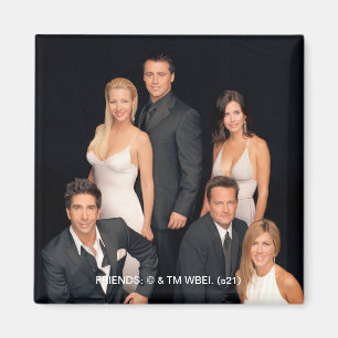 FRIENDS™   Gruppe in Schwarz-Weiß-Form Magnet