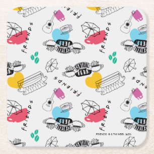 FRIENDS™   Icon Pattern Rechteckiger Pappuntersetzer