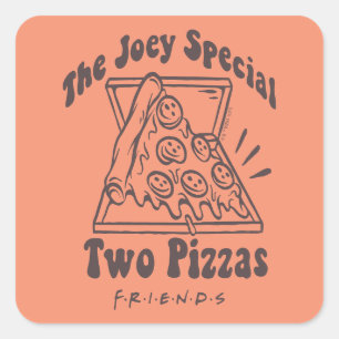 FRIENDS™   Joey Pizza Quote Quadratischer Aufkleber