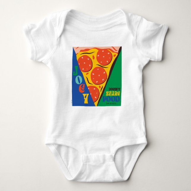 FRIENDS™ | Joey teilt Essen nicht - Pizza Graphic Baby Strampler (Vorderseite)