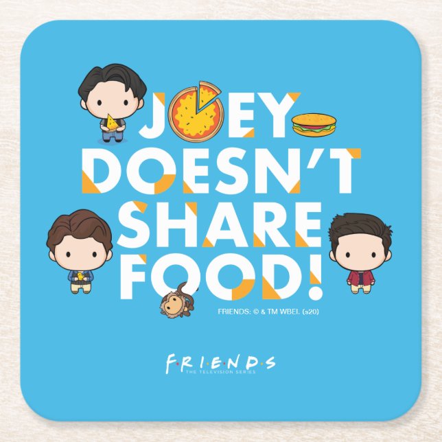 FRIENDS™ | Joey teilt Food Chibi nicht Rechteckiger Pappuntersetzer (Vorderseite)