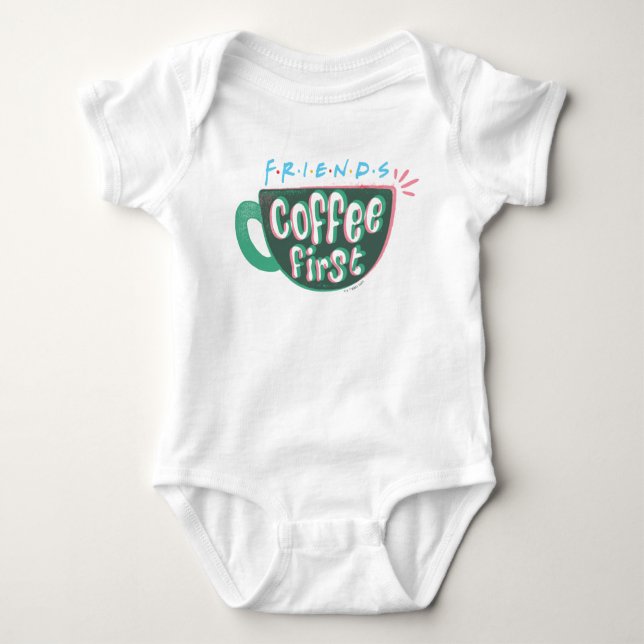 FRIENDS™ | Kaffee zuerst Baby Strampler (Vorderseite)