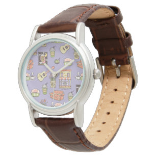 FRIENDS™   Lila Icon Muster Armbanduhr
