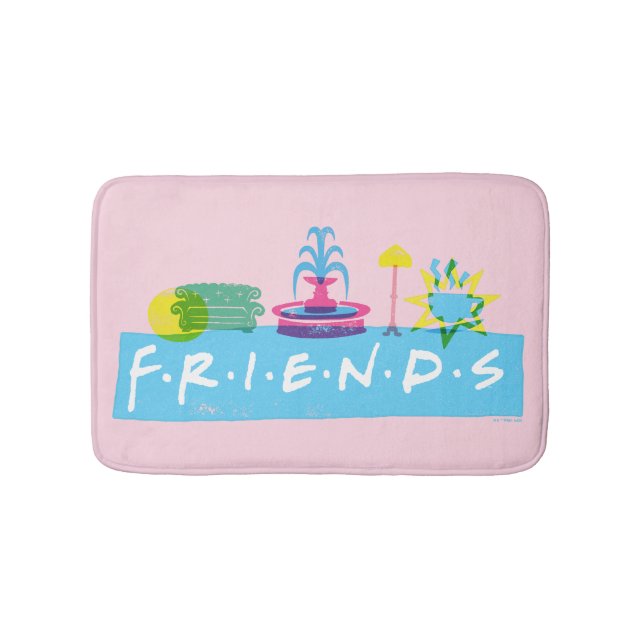 FRIENDS™ | Logo mit Symbolen Badematte (Vorderseite)
