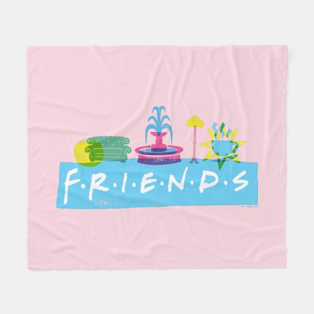 FRIENDS™ | Logo mit Symbolen Fleecedecke (Vorderseite (Horizontal))