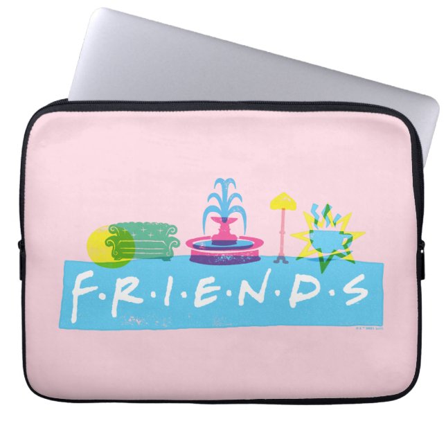 FRIENDS™ | Logo mit Symbolen Laptopschutzhülle (Vorderseite)