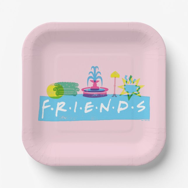 FRIENDS™ | Logo mit Symbolen Pappteller (Vorderseite)