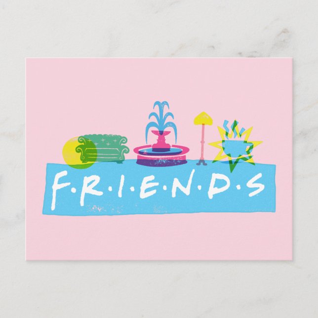 FRIENDS™ | Logo mit Symbolen Postkarte (Vorderseite)