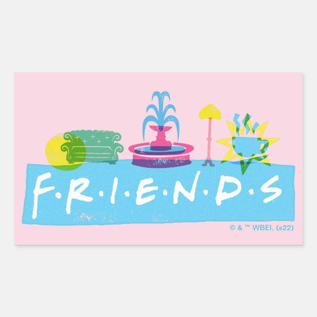 FRIENDS™ | Logo mit Symbolen Rechteckiger Aufkleber (Vorderseite)