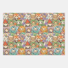 Friends Parade | Cute Animal Wrapping Paper Sheets Geschenkpapier Set