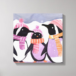 Friends Penguin | Winterfarbe Leinwanddruck