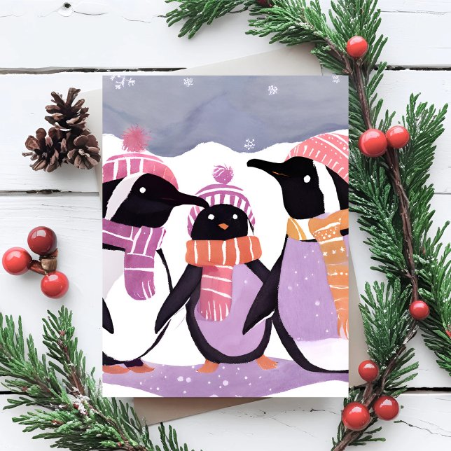 Friends Penguin | Winterfarbe Postkarte (Von Creator hochgeladen)