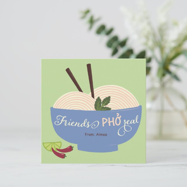 Friends Pho Real Noodle Valentine Feiertagskarte (Stehend Vorderseite)