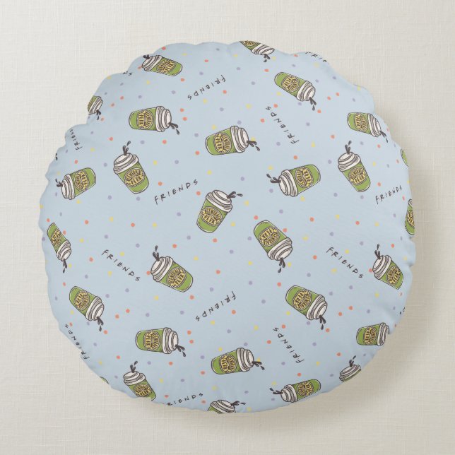 FRIENDS™ | Polka Dot Central Perk Muster Rundes Kissen (Vorderseite)