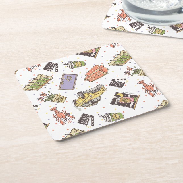 FRIENDS™ | Polka Dot Icon Muster Rechteckiger Pappuntersetzer (angewinkelt)