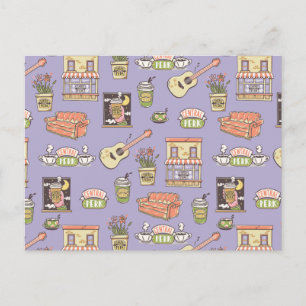 FRIENDS™   Purple Icon Pattern Postkarte