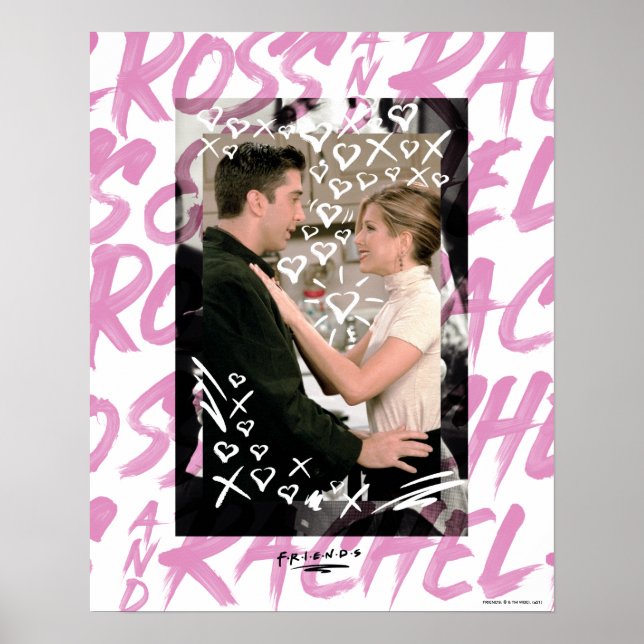 FRIENDS™ | Ross and Rachel Doodled Hearts Poster (Vorne)