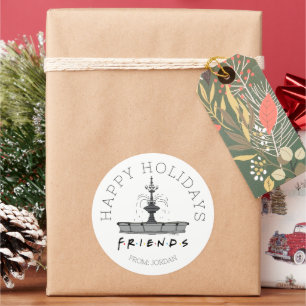 FRIENDS™ Springbrunnen Weihnachts-Geschenkanhäng Runder Aufkleber
