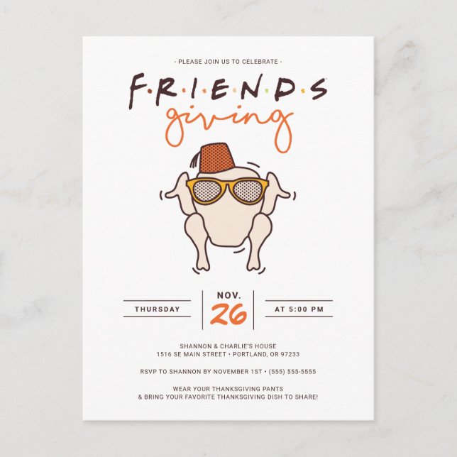 Friends T.V. Series Friendsgiving Party Invitation Postkarte (Vorderseite)