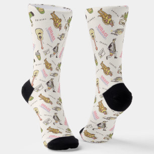 FRIENDS™ Tan Cartoon Muster Socken