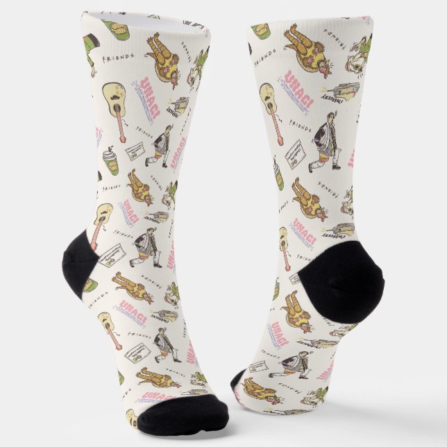 FRIENDS™ Tan Cartoon Muster Socken (Gewinkelt)