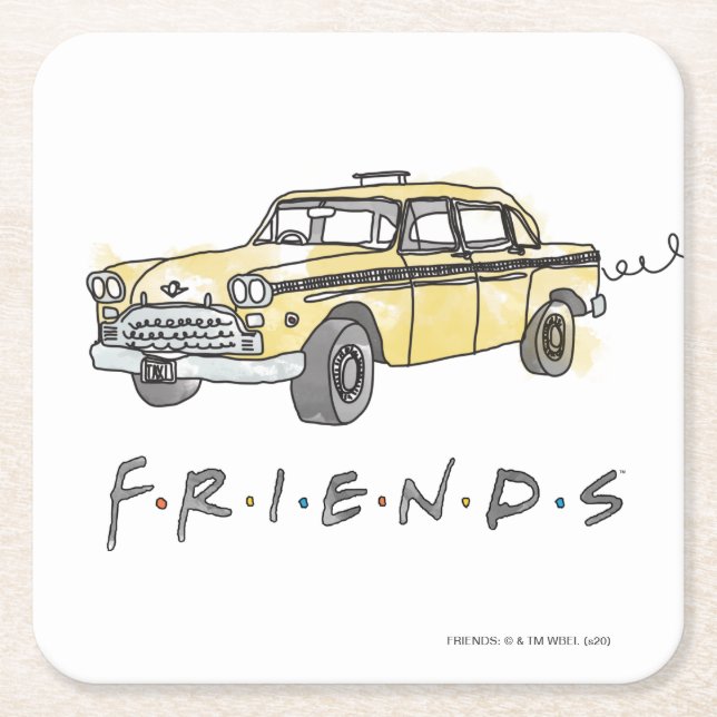 FRIENDS™ | Taxi Cab Rechteckiger Pappuntersetzer (Vorderseite)