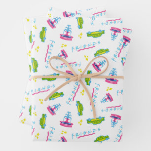 FRIENDS™ Taxi- und Wasserspringbrunnen-Muster Geschenkpapier Set