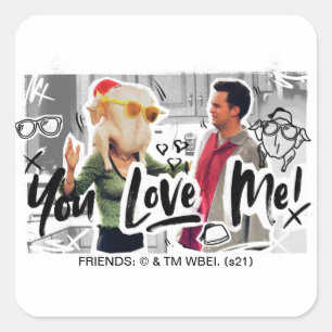 FRIENDS™ Thanksgiving Truthahnkopf Monica Quadratischer Aufkleber