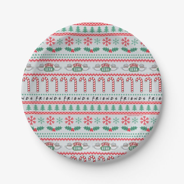 FRIENDS™ | Ugly Sweater Christmas Pattern Pappteller (Vorderseite)