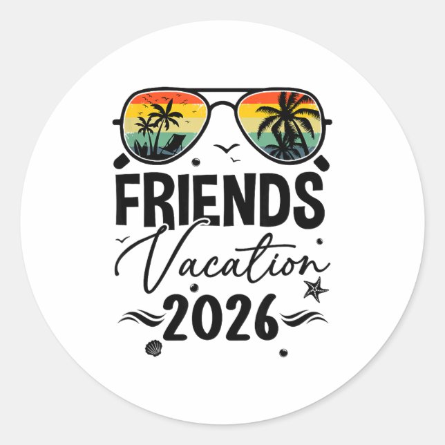 Friends Vacation 2026 Matching Memories Together G Runder Aufkleber (Vorderseite)
