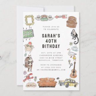 FRIENDS™ Watercolor Icons Geburtstag Einladung
