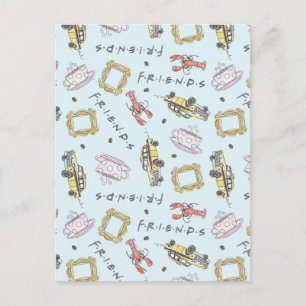 FRIENDS™ Watercolor Icons Muster Einladungspostkarte