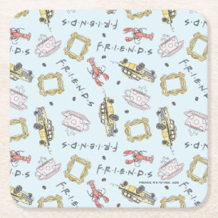 FRIENDS™ Watercolor Icons Muster Rechteckiger Pappuntersetzer