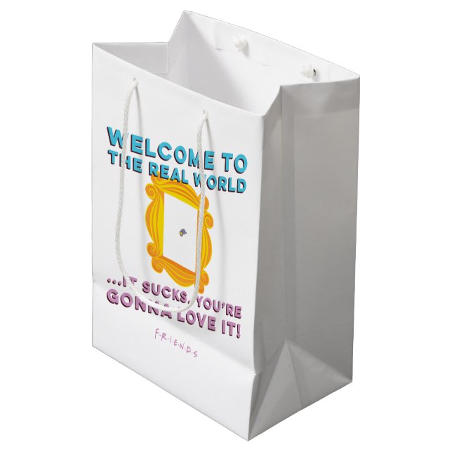 FRIENDS™ | Willkommen in der wirklichen Welt - Pee Mittlere Geschenktüte (Vorderseite Schrägansicht)