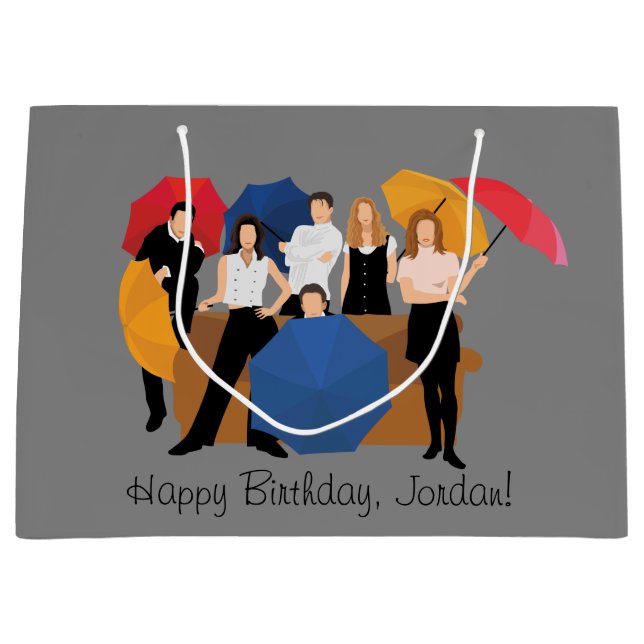 FRIENDS™-Zeichen-Silhouette Große Geschenktüte (Vorderseite)