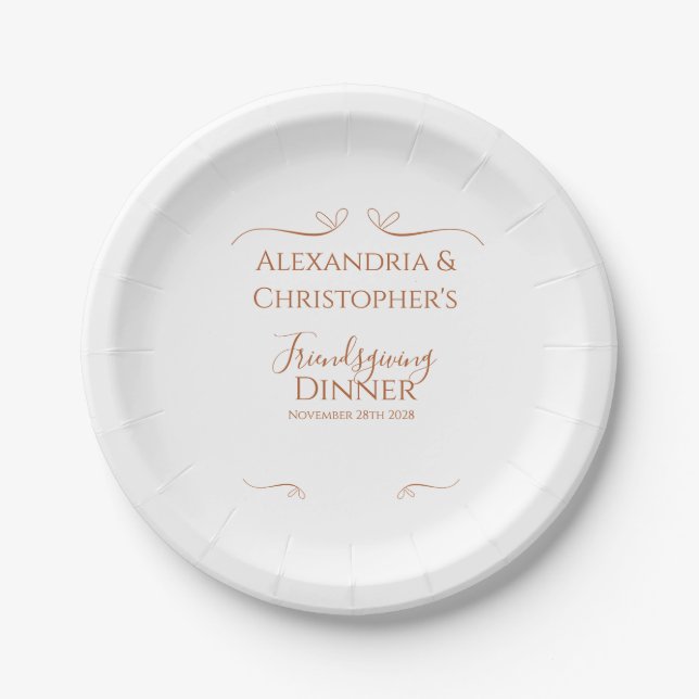 Friendsgiving-Abendparty Chic Minimal Pappteller (Vorderseite)