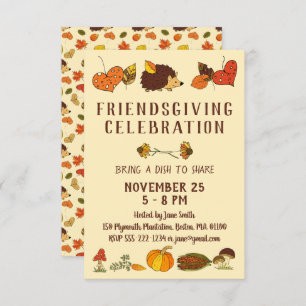 Friendsgiving Celebration with Hedgehog Einladung