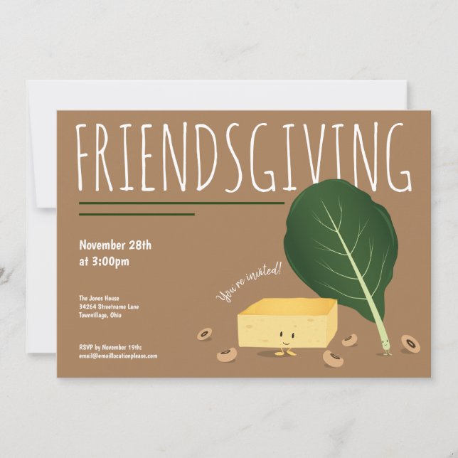 Friendsgiving Cornbret Collard Green Beans Einladung (Vorderseite)