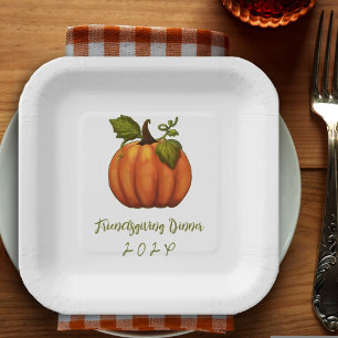 Friendsgiving Dinner Denkürbis Pappteller