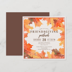 Friendsgiving Dinner Potluck Autumn Leaves Einladung