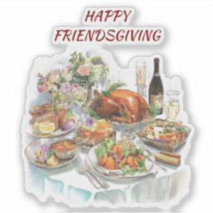 Friendsgiving Erntedank Dinner Vinyl Sticker