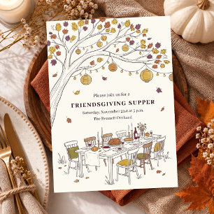 Friendsgiving-Erntedankfest-Dinnerparty Herbst Einladung