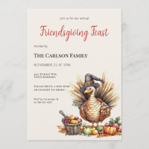 Friendsgiving Erntedankfest Gans Pilger  Einladung