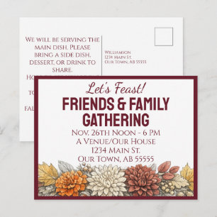 Friendsgiving-Erntedankfest-Herbst-Blumen-Postkart Feiertagspostkarte